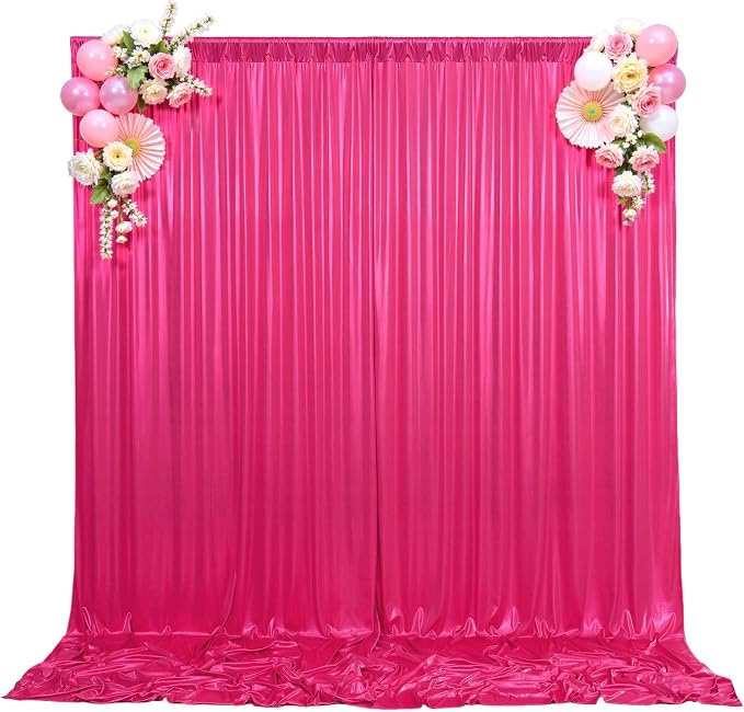 10×10FT Hot Pink Shimmer Backdrop Curtain Glitter Sequin Photo Backdrop Drapes for Wedding Party Background Birthday Graduation Back Drop Bridal Baby Shower Christmas Halloween Stage Decor