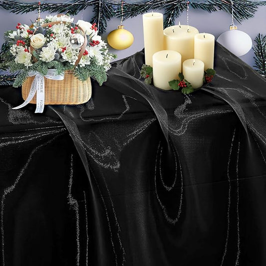 MDS Pack of 15 Yard Sheer Organza Fabric for Wedding Party Home Event Banquet Decorations, Backdrop Curtain Craft Dress Sewing Fashion DIY Crystal Organza Tulle Fabric Bolt 44” Wide - Black