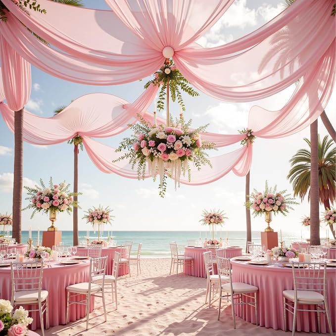 6FT Pink Round Spandex Tablecloth 8 Pack – Stretch Fitted Table Cover for 72 Inch Round Table, Wrinkle Free Elastic Round Tablecloth for Baby Shower,Birthday Party,Wedding Reception,Banquet