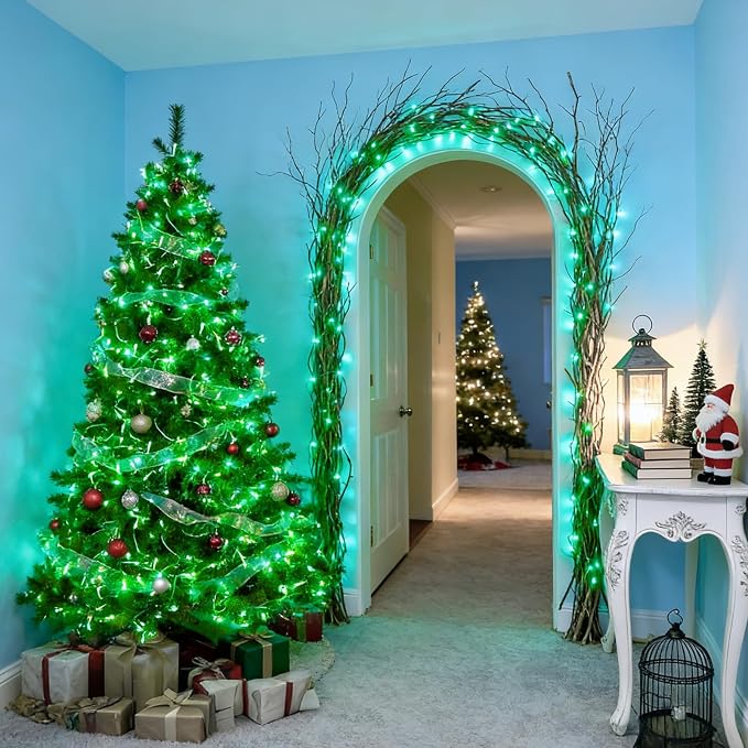 LAMPHOME 500 LED Green St Patricks Day Lights, 165FT Christmas String Lights with 16 Lighting Modes, Waterproof Connectable Mini fairy Lights, Plug in for Indoor Outdoor Xmas Party Bedroom Decorations