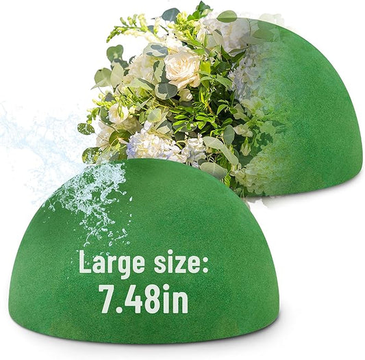 Max Shape Floral Foam Half Ball 7.48" for Floral Arrangements, Round Floral Foam Half Balls Green, Wet Flower Foam for Fresh Flowers