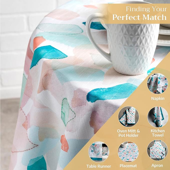 Maison d' Hermine Table Cloth Round Table 100% Cotton 63 Round Inches Tablecloth Reusable Decorative for Dining Kitchen Room Farmhouse Party Home Hotel Restaurant Spring Summer - Summer Picnic
