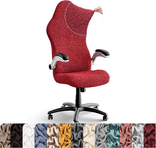 PAULATO BY GA.I.CO. Office & Gaming Chair Slipcover - Stretch Computer Desk Chair Cover with Zipper - Fabric Slipcovers - 1-Piece Form Fit Cover - Microfibra Collection - Red (Office Chairs)