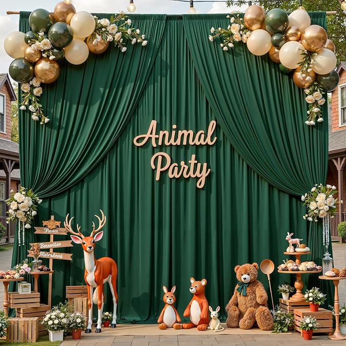 50ftx12ft Wrinkle Free Hunter Green Backdrop Curtain for Wedding,10 Panels 12FT Height Forest Green Backdrop Drapes,Silky Polyester Back Drop Cloth Draping for Birthday Photography Background Party