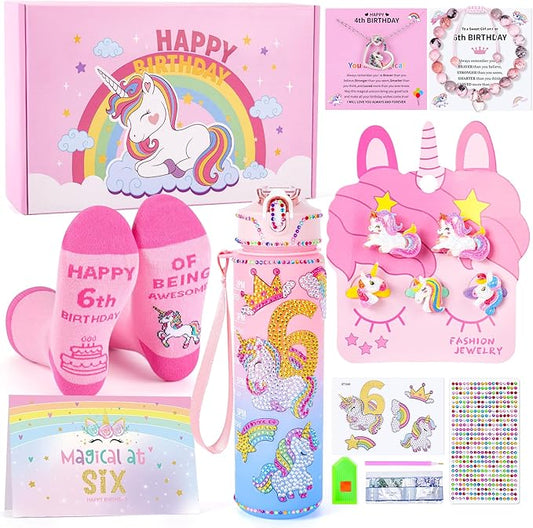 Unicorn Gifts for Girls, Christmas Birthday Gifts for Girls Age 6 Years Old Girl Birthday Gift Ideas Light Up Star Pillow and DIY Water Bottle Kits, Unicorn Toys for Daughter, Niece
