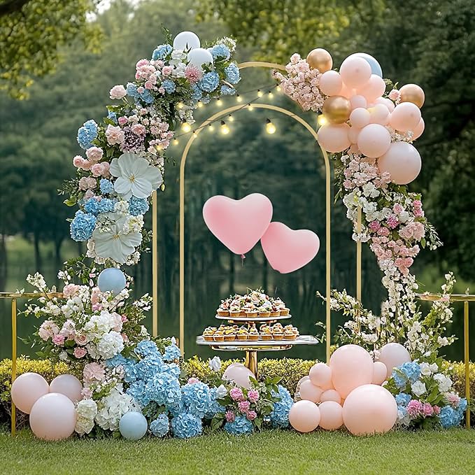 Babenest Gold Arch Backdrop Stand Set of 2, Metal Arch Wedding Stand, Balloon Arch Frame for Ceremony Birthday Party Bridal Baby Shower Banquet Halloween Decoration (6.6FT 7.2FT)