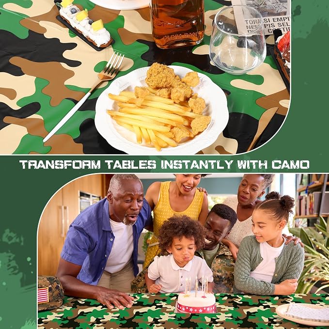 Kochorie 100 Ft x 54 Inch Camo Tablecloth Roll Camouflage Table Cover with Cutter Box Disposable Plastic Camo Table Cover Party Tablecloth Decorations for Camouflage Themed Party Supplies