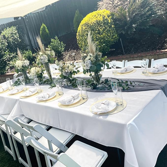 6 Pack Tablecloth 72 x120 inch Polyester Table Cloth for 6-8 Foot Rectangle Tables,Stain and Wrinkle Resistant Washable Fabric Table Covers Polyester White Table Clothes for Wedding,Party,Banquet