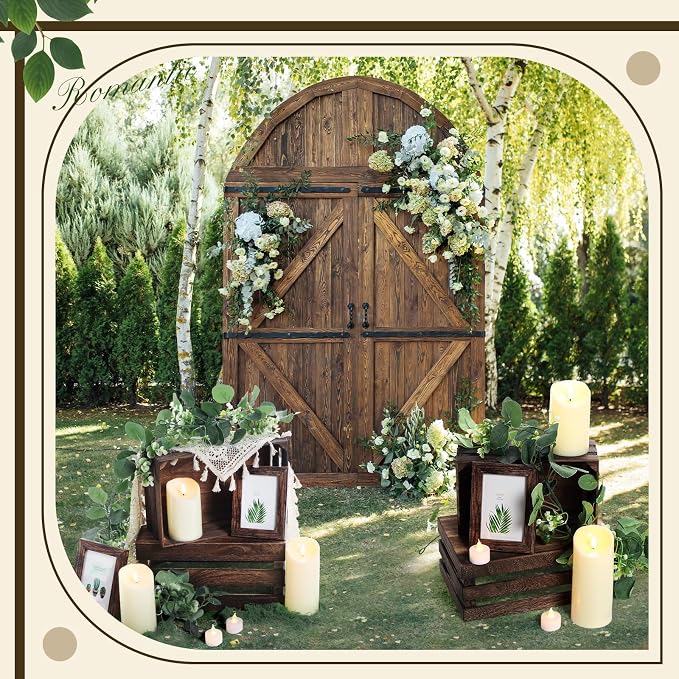 Yuntau 11 Pcs Rustic Nesting Wedding Decoration Farmhouse Wood Crates for Display Decorative Storage Baskets for Bridal Shower Birthday Party Centerpiece(Brown)