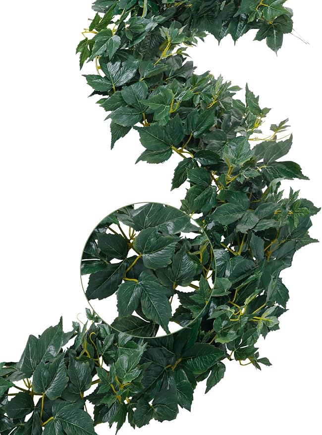 ucky Fake Vines, Eucalyptu Vines Garland, Ivy Vines, Green Artificial Wall Decor Hanging, Wedding Decoration，Flower Bouquet Decoration (2, Boston Vines)