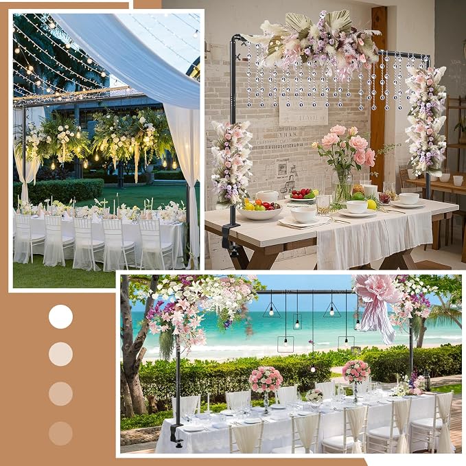 Over The Table Rod Stand with Clamps Adjustable 31-110 in Length 31-64 in Height Black Table Balloon Arch Hanging Stand with Storage Bag for Valentines Day Wedding Birthday Party Decoration