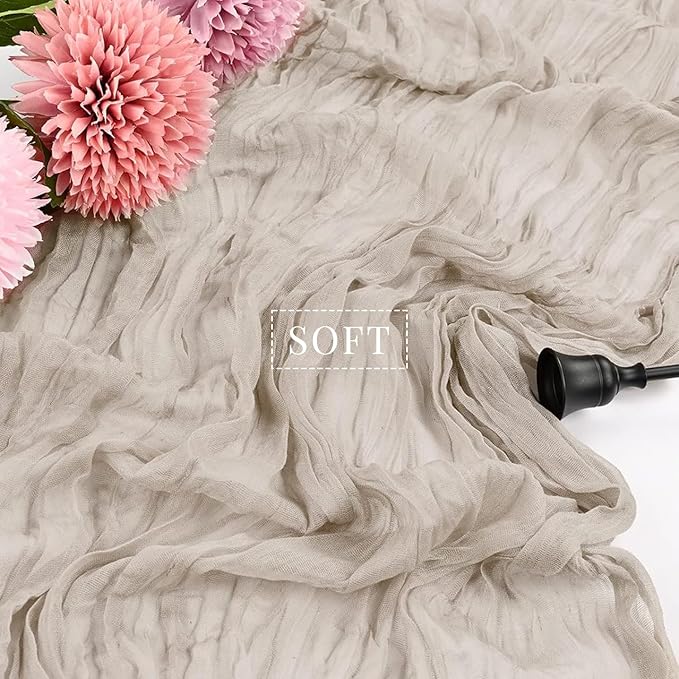 12 Pcs Cheesecloth Table Runner 10FT Rose Brown Runner for Tables Gauze Fabric 35 x 120 Inches Long Boho Table Runner Decor Rustic Sheer Runner for Wedding Birthday Bridal Shower Party (Rose Brown)