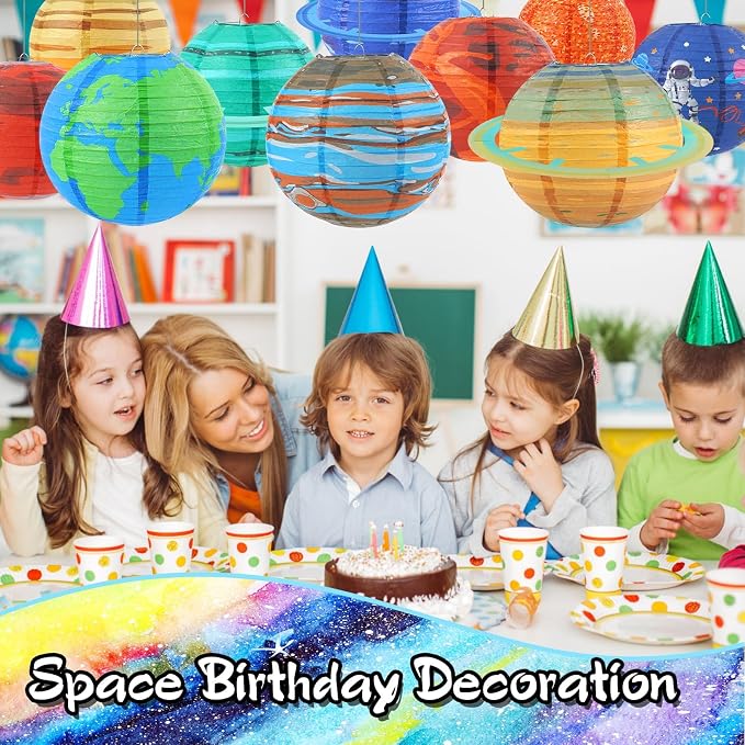 Space Planet Paper Lanterns 10PCS Solar System Hanging Decor Out of This World Outer Space Party Decorations for Kids Astronaut Theme Party Supplies Galaxy Earth Home Birthday Decorations