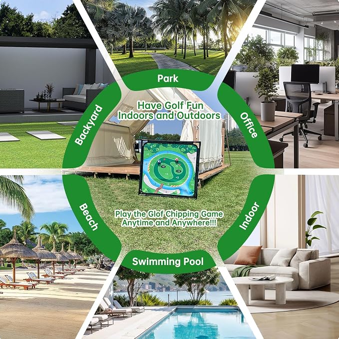 2 Pack Golf Chipping Game - Portable Golf Practice Set for Indoor & Outdoor Lawn Play! Enjoy Backyard, Beach & Office Parties - Fantastic Golf Gifts for Men+ 2Golf Clubs