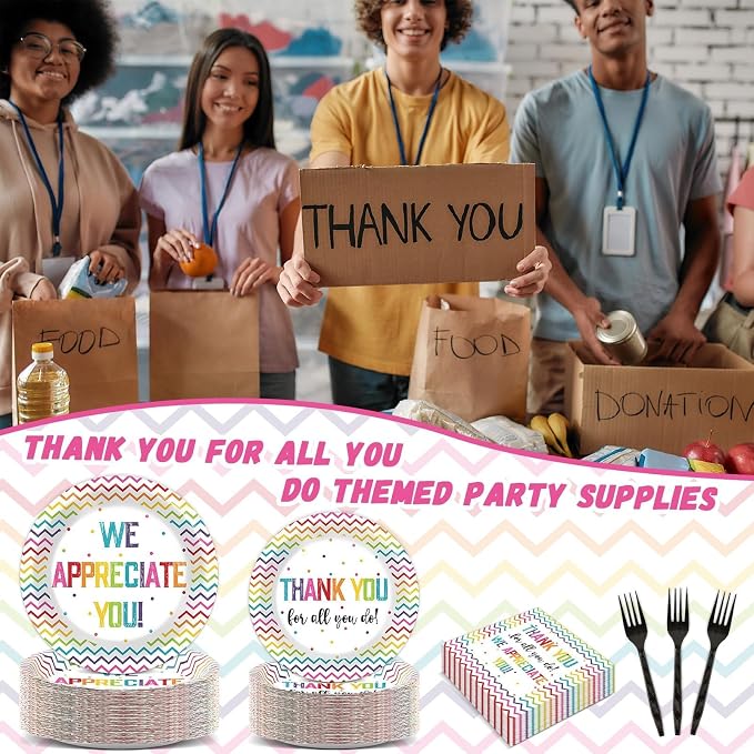 200pcs Thank You Plates Napkins We Appreciate You Party Tableware Set Teacher Appreciation Dinnerware Be Thankful to Teacher Mother Doctor Paper Plates for Congrat Graduate Decor Supplies Serve 50