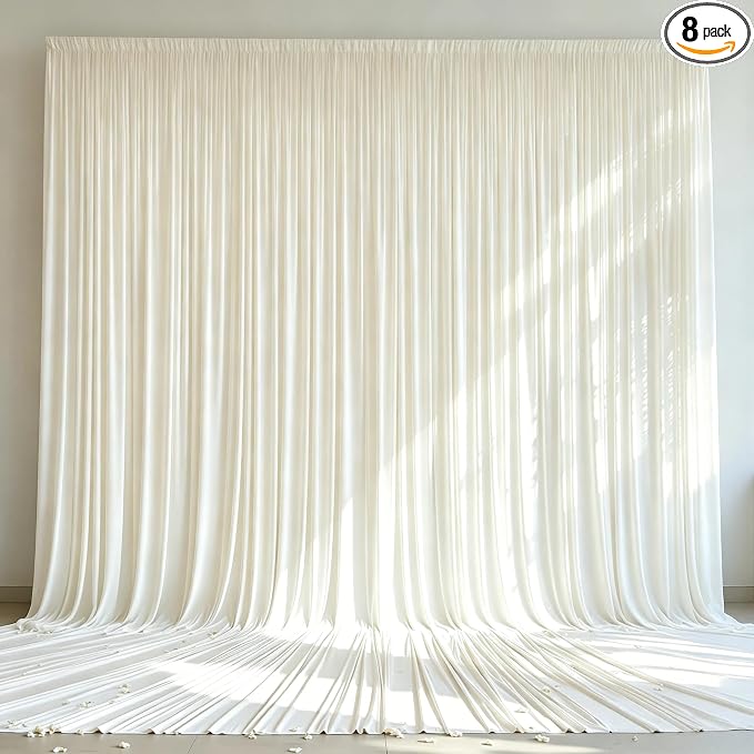 40ft x 15ft Ivory Backdrop Curtain Panels for Weddings - Wrinkle-Free Polyester Photo Drapes for Birthday Party, Photography Background, Stage Decor