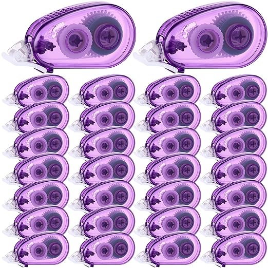 Geyee 50 Pcs Double Sided Tape Roller Permanent Adhesive 0.3 x 315'' Double Sided Tape Dots for Scrapbooking Journal Photo Paper Craft Projects Christmas Gifts (Purple,Classic)