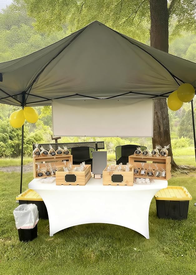 4FT White Table Cloth - 1 Pack, Fitted Stretch Rectangle Spandex Tablecloth, Washable Table Cover for Party, Dining, Wedding, Banquet and Festival(Black, 30" x 48")