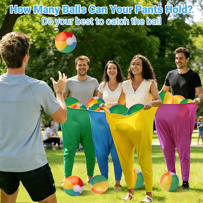Granny Pants Yard Game Sets,4Pcs Granny Pants Equipped with 20 Bouncy Balls and 2 Pump,Outdoor Games for Adults and Family,Granny Pants Game for Garden Party and Field Day.