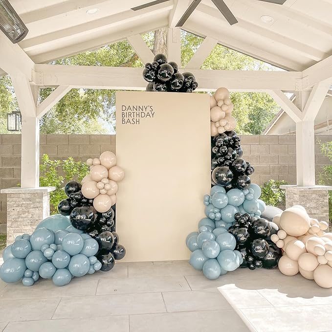 Double Stuffed Balloons Dusty Blue Different Size 115Pcs 5/10/12/18" Slate Dusty Blue Balloons Garland for Birthday Baby Shower Bridal Shower Gender Reveal Bear Neutral Theme Party