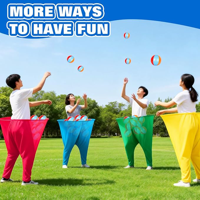 Granny Pants Yard Game Set, 4 PCS Funny Backyard Lawn Game with 16 Bouncy Balls & 2 Pumps, Outdoor Party Games for Adults, Family Reunion Carnival Game, Fun Yard Games for Groups