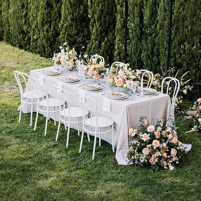 90x132 Table Cloth - 6 Pack Rectangular White Washable Stain and Wrinkle Resistant Polyester Table Cover for Dining Tables, Various Parties and Camping (White)