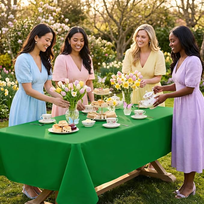 8 Pack Green Table Cloth 60 x 126 Inch Rectangular Tablecloths for 8 Foot Rectangle Tables, Wrinkle Resistant Washable Polyester Fabric for St. Patrick's Day Buffet Wedding Party Banquet