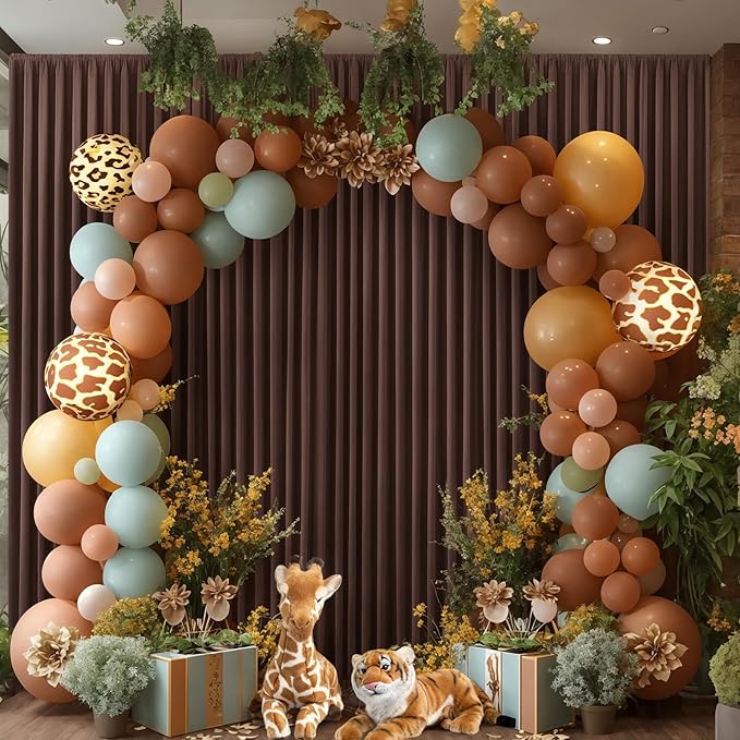 Brown Backdrop Curtain for Parties Wedding Wrinkle Free Brown Photo Curtains Backdrop Drapes Fabric Decoration for Birthday Party Baby Shower 5ft x 7ft,2 Panels