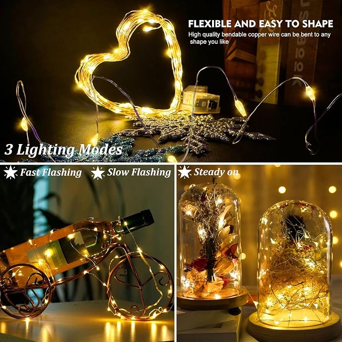 AIKEI 6 Pack LED Fairy Lights Battery Operated, Twinkle String Lights Waterproof 7 Feet 20 Led Firefly Starry Lamps for Wedding Party Bedroom Garden Halloween Christmas Decoration Warm White