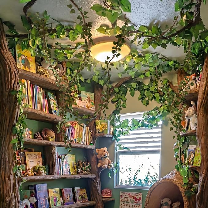 Bucherry Jungle Theme Decoration Set, 68.9ft Artificial Hanging Ceiling Greenery for Classroom, Wedding Birthday Forest Rainforest Safari Party, Enchanted Indoor Outdoor Home Garden Wall DIY Decor