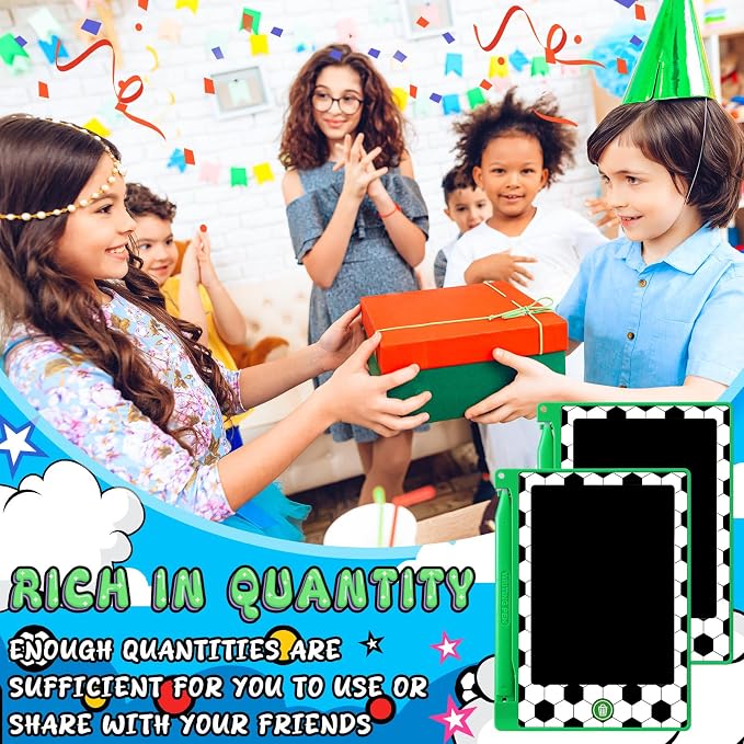 Nezyo 12 Pack Soccer Party Favors LCD Writing Tablet for Kids 4.6 Inch Soccer Drawing Tablet Erasable Reusable Electronic Drawing Pads for Birthday Supplies Gifts Goodie Bags Stuffers