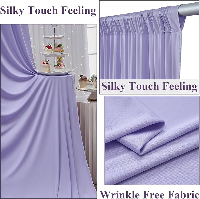 30ft x 10ft Wrinkle Free Lavender Backdrop Curtains for Parties, Light Purple Photo Backdrop Drapes 6 Panels for Wedding Girls Birthday Photography Party Background Baby Shower