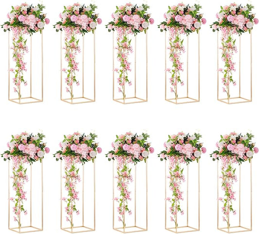 Gold Flower Stand for Table: 31.5” Tall Centerpiece Stand for Wedding Table Reception Floral Center Pieces with Home Decoration Party Event 10 PCS
