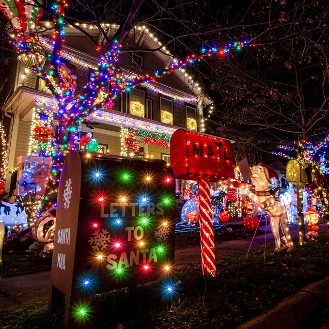 JMEXSUSS 600 LED Solar Christmas Lights Outdoor, 206.7 ft Multi Colored Christmas Lights Outdoor Waterproof, 8 Modes Solar String Light for Outside Garden Yard Patio Tree Xmas Decorations