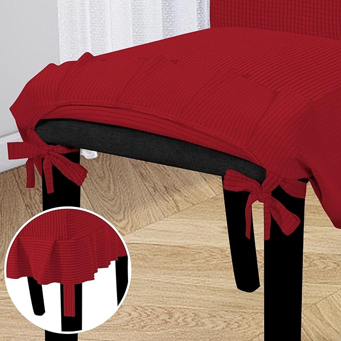Easy-Going Dining Chair Covers Stretch Parsons Chair Slipcover with Skirt Chair Covers for Dining Room Restaurant Banquet (2 PCS, Red)