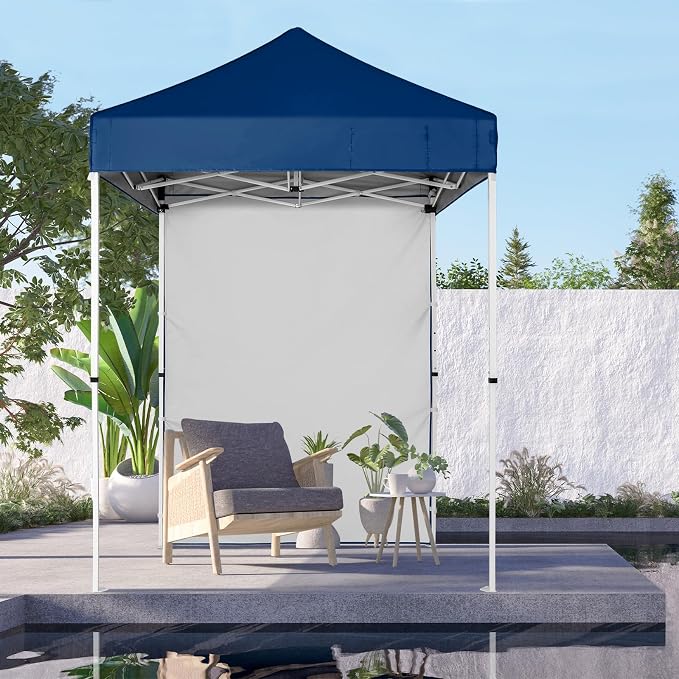 COOS BAY 5x5 Pop Up Canopy Tent with Side Wall, Easy Setup Portable Sun Shelter with Carry Bag, Outdoor Shade for Beach, Camping, Sports & Backyard, Dark Blue
