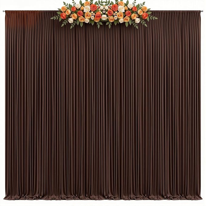20x8ft Brown Photo Backdrop Curtains for Parties Birthday Wrinkle Free Polyester Photoshoot Curtains Drapes Backdrop for Weddings Anniversary Graduation Stage Photography Background 4 Panels 5x8FT