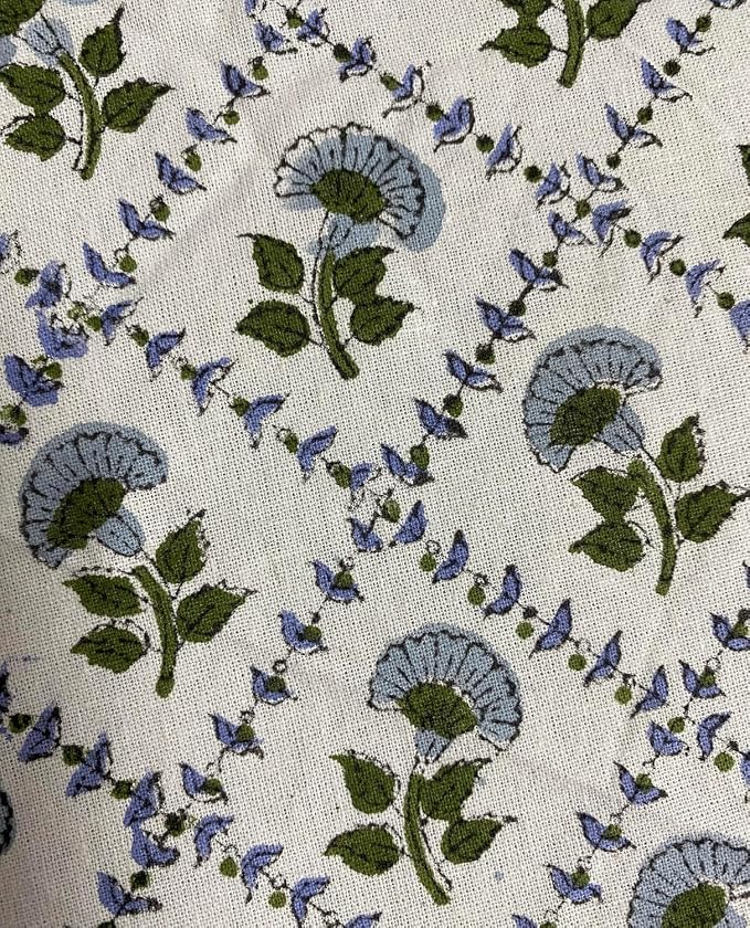 Ridhi Round Tablecloth Hand Block Print 100% Cotton Reusable Indian Light Blue 60 Inch Table Cover Decorative Everyday Use for Dining, Home, Party, Wedding, Farmhouse Gift for Spring, Mother's Day