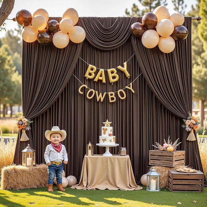50ftx12ft Brown Backdrop Curtains for Wedding-Wrinkle Free Backdrops Curtain Drapes Fabric Decorations Photo Back Drop Cloth for Baby Shower Photography Stage Reception 10Panels 12ft(H) x 5ft(W)