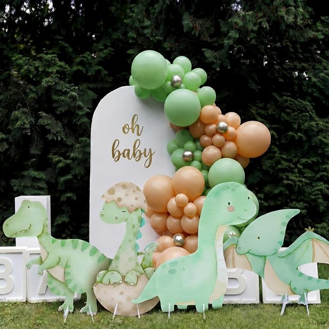 4 Pcs Large Hatching Soon Baby Shower Decoration Dinosaur Baby Shower Decorations Dino Birthday Party Decor Cartoon Dinosaur Cutouts Cardboard Standup Centerpiece Phot Booth Props