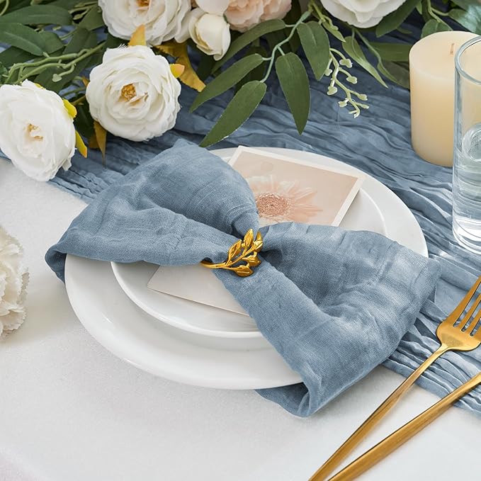 50 Pack Cheesecloth Napkins 20"x20" Dusty Blue Boho Gauze Cheese Cloth Napkins Bulk Rustic Dinner Table Decor for Wedding Bridal Baby Shower Party