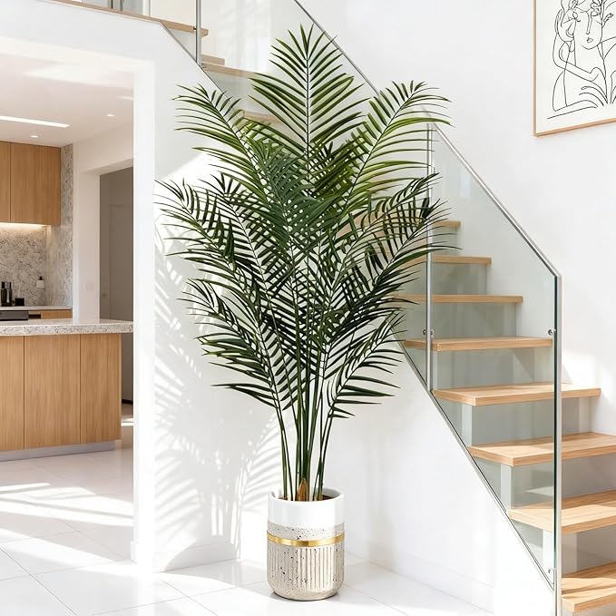 5.5ft Artificial Palm Tree Outdoor, Large Fake Tropical Areca Palm with 15 Trunks, Tall Faux Floor Plants for Indoor Living Rooms Offices Bedroom Home Decor
