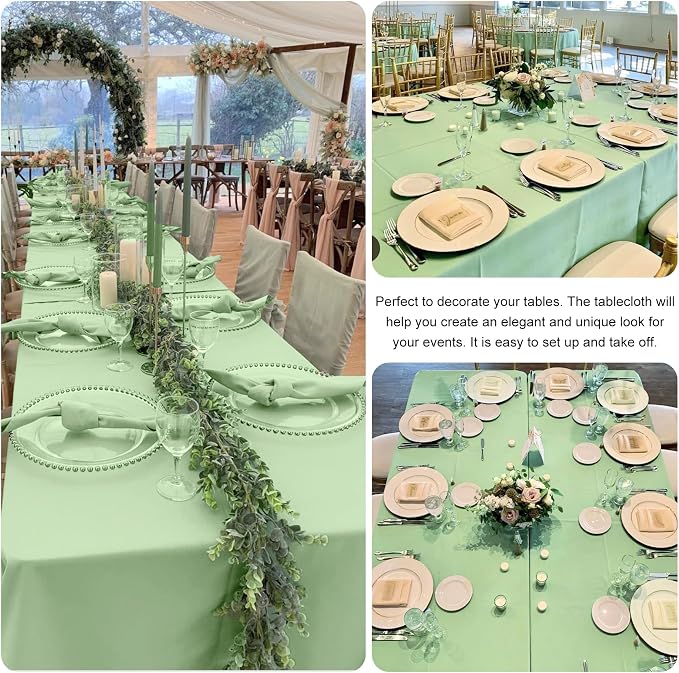 4 Pack Rectangle Tablecloth 60x102 Inch Sage Green Washable Polyester Table Cover for Wedding Dining Table Parties Banquet（60x102 Sage Green）