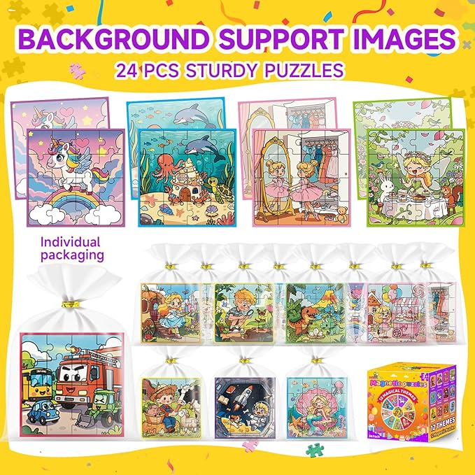 24 Pack Easter Party Favors for Kids, Magnetic Puzzle Books Bulk for Toddlers 3-5 & Kids 4-8, Goodie Bag Stuffers, Classroom Prizes, Birthday Return Valentine’s Day Gifts, Travel