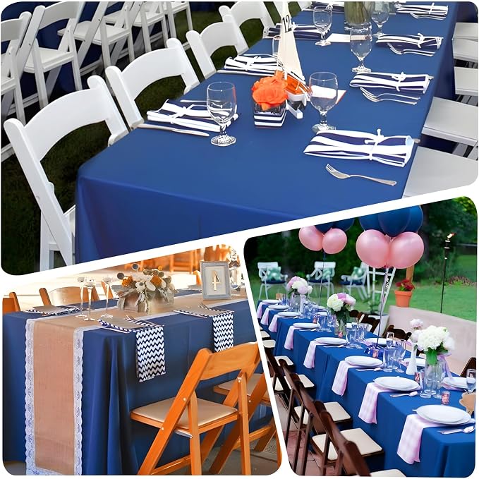 8 Pack Royal Blue Table Cloth 60x126 Inch Rectangle Tablecloths for 8 Foot Rectangle Tables, Wrinkle Resistant Washable Polyester Fabric Rectangular Table Cover for Dining Banquet Wedding Party