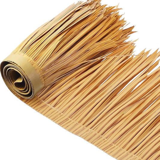 Mexican Tiki Hut Grass Skirting Roof Tiki Bar Grass Duck Blind for Thatch Roofing Bar Decorations Roll Palm Palapa Straw Thatch Roof for Fence Party(Yellow,79 x 15 Inch)