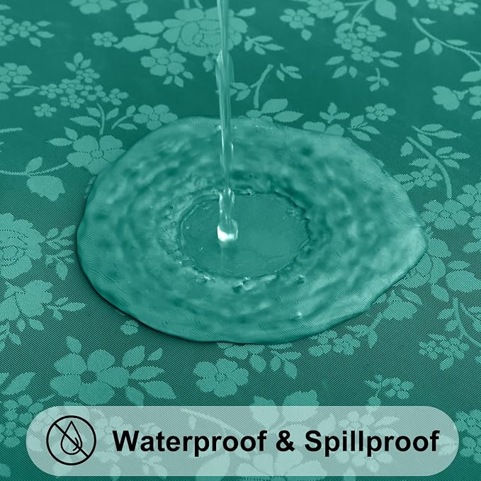 Smiry Rectangle Table Cloth, Waterproof Heavy Duty Vinyl Tablecloths, Wipeable Washable Table Cover for Kitchen and Dining Room (Christmas Green, 60" X 102")