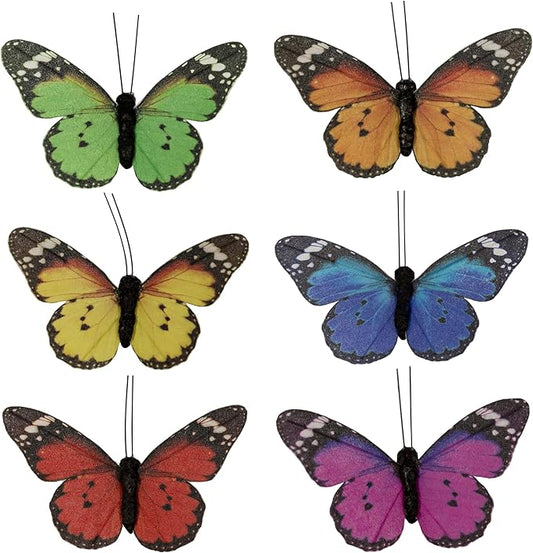 Berfutall-Butterfly Decorations Set of 12 with Wire Butterflies for Crafts Decorative Monarch Butterfly 3.5×2.3in Spring Home Decor Floral Pick………