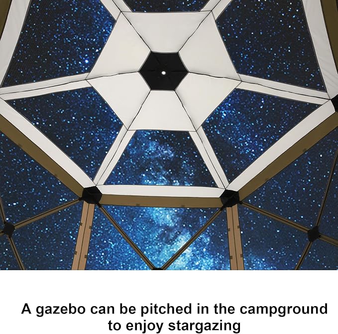 COBIZI 12x12 FT Pop Up Canopy Extendable Tent, Gazebos On Clearance with Removable Roof, Screened in Gazebo with sidewalls, Screen Tents Portable carpas para Patio for Outdoor Camping,Backyard,Brown