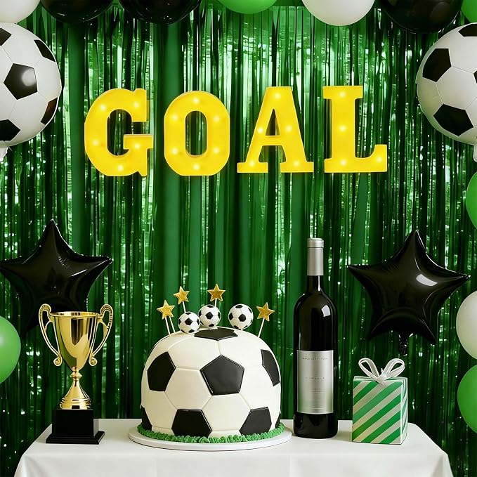 Honoson 4 Pcs Soccer Party Decorations Goal LED Lights Sign Soccer Football Birthday Decorations Sports Theme Table Decor for 2026 Gameday Tailgate Fans Match Point Party Supplies